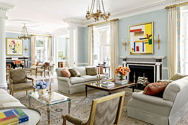 Architectural Digest Living Room With Antique Furniture